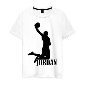 Мужская футболка хлопок с принтом Michael Jordan. в Екатеринбурге, 100% хлопок | прямой крой, круглый вырез горловины, длина до линии бедер, слегка спущенное плечо. | basketball | баскетбол | джордан | майкл джордан | спорт