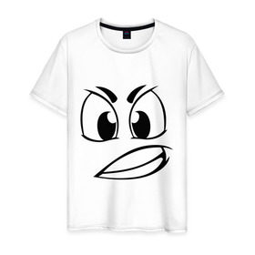Мужская футболка хлопок с принтом Сердитый в Екатеринбурге, 100% хлопок | прямой крой, круглый вырез горловины, длина до линии бедер, слегка спущенное плечо. | smile | настроение | сердитый | смайл | смайлик
