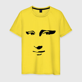 Мужская футболка хлопок с принтом Джаконда в Екатеринбурге, 100% хлопок | прямой крой, круглый вырез горловины, длина до линии бедер, слегка спущенное плечо. | джаконда | дицо | мона лиза | портрет