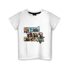 Детская футболка хлопок с принтом GTA 5 в Екатеринбурге, 100% хлопок | круглый вырез горловины, полуприлегающий силуэт, длина до линии бедер | five | grand theft auto | gta | gta 5 | logo | гта | гта пять | лого | логотип
