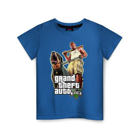 Детская футболка хлопок с принтом GTA 5 в Екатеринбурге, 100% хлопок | круглый вырез горловины, полуприлегающий силуэт, длина до линии бедер | five | grand theft auto | gta | gta 5 | media | бита | гта | гта пять | собака