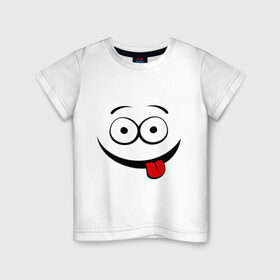 Детская футболка хлопок с принтом Неутомимый проказник в Екатеринбурге, 100% хлопок | круглый вырез горловины, полуприлегающий силуэт, длина до линии бедер | глаза | детские | детям | прикольные картинки | проказник | ребенку | смайл | улыбка | язык