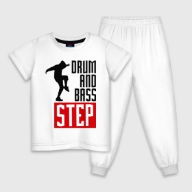 Детская пижама хлопок с принтом Drum and Bass Step в Екатеринбурге, 100% хлопок |  брюки и футболка прямого кроя, без карманов, на брюках мягкая резинка на поясе и по низу штанин
 | dnb | dub step | dubstep | музыка
