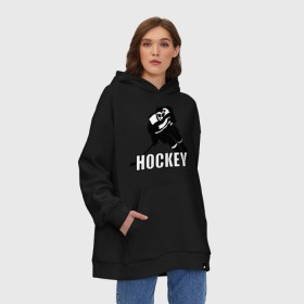 Худи SuperOversize хлопок с принтом Hockey (Хоккей) в Екатеринбурге, 70% хлопок, 30% полиэстер, мягкий начес внутри | карман-кенгуру, эластичная резинка на манжетах и по нижней кромке, двухслойный капюшон
 | спорт | спортсмен | хокеист | хокей | хоккеист | шайба