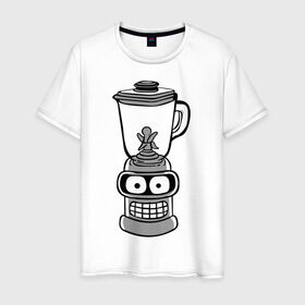Мужская футболка хлопок с принтом Blender в Екатеринбурге, 100% хлопок | прямой крой, круглый вырез горловины, длина до линии бедер, слегка спущенное плечо. | futurama | бендер | мультик | мультфильм | робот | футурама