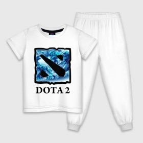 Детская пижама хлопок с принтом Dota 2 logo blue в Екатеринбурге, 100% хлопок |  брюки и футболка прямого кроя, без карманов, на брюках мягкая резинка на поясе и по низу штанин
 | дота | компьютерные игры