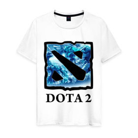 Мужская футболка хлопок с принтом Dota 2 logo blue в Екатеринбурге, 100% хлопок | прямой крой, круглый вырез горловины, длина до линии бедер, слегка спущенное плечо. | дота | компьютерные игры