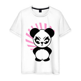 Мужская футболка хлопок с принтом Злая панда. в Екатеринбурге, 100% хлопок | прямой крой, круглый вырез горловины, длина до линии бедер, слегка спущенное плечо. | животные | звери | злой | медведь | медвежонок | мишка | прикольные картинки