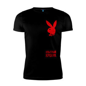 Мужская футболка премиум с принтом Ищу подопытного кролика в Екатеринбурге, 92% хлопок, 8% лайкра | приталенный силуэт, круглый вырез ворота, длина до линии бедра, короткий рукав | Тематика изображения на принте: playboy | опытный кролик | плэйбой