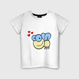 Детская футболка хлопок с принтом Влюбленная муха. в Екатеринбурге, 100% хлопок | круглый вырез горловины, полуприлегающий силуэт, длина до линии бедер | влюбленная муха | любовь | муха | насекомые