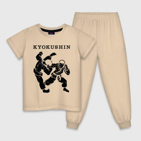 Детская пижама хлопок с принтом Киокушинкай - кекусинкай в Екатеринбурге, 100% хлопок |  брюки и футболка прямого кроя, без карманов, на брюках мягкая резинка на поясе и по низу штанин
 | каратэ | киокушинкай
