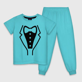 Детская пижама хлопок с принтом Класcический смокинг в Екатеринбурге, 100% хлопок |  брюки и футболка прямого кроя, без карманов, на брюках мягкая резинка на поясе и по низу штанин
 | 