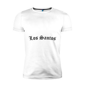Мужская футболка премиум с принтом Los Santos в Екатеринбурге, 92% хлопок, 8% лайкра | приталенный силуэт, круглый вырез ворота, длина до линии бедра, короткий рукав | gta | los santos | гта | игры | лос сантос