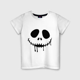 Детская футболка хлопок с принтом Лицо с зашитым ртом растекается в Екатеринбурге, 100% хлопок | круглый вырез горловины, полуприлегающий силуэт, длина до линии бедер | halloween | scary smile | smile | лицо | рот | хэллоуин