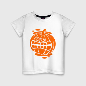 Детская футболка хлопок с принтом Испуганная тыква в Екатеринбурге, 100% хлопок | круглый вырез горловины, полуприлегающий силуэт, длина до линии бедер | halloween | испуганная тыква | тыква | хеллоуин