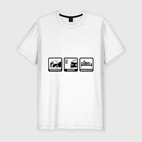 Мужская футболка премиум с принтом БМВ - распорядок дня в Екатеринбурге, 92% хлопок, 8% лайкра | приталенный силуэт, круглый вырез ворота, длина до линии бедра, короткий рукав | bmw | автомобиль | бмв | занятие | машина | распорядок дня