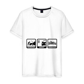 Мужская футболка хлопок с принтом БМВ - распорядок дня в Екатеринбурге, 100% хлопок | прямой крой, круглый вырез горловины, длина до линии бедер, слегка спущенное плечо. | bmw | автомобиль | бмв | занятие | машина | распорядок дня