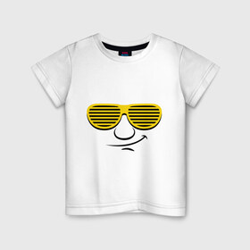 Детская футболка хлопок с принтом Клаббер в Екатеринбурге, 100% хлопок | круглый вырез горловины, полуприлегающий силуэт, длина до линии бедер | glow | жалюзи | клаббер | очки | очки  жалюзи | смайл | улыбка
