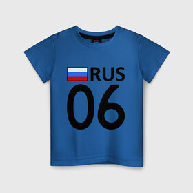 Детская футболка хлопок с принтом Республика Ингушетия (06) в Екатеринбурге, 100% хлопок | круглый вырез горловины, полуприлегающий силуэт, длина до линии бедер | 06 | блатной | город | города | ингушетия | номер | номера | номерок | область