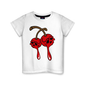Детская футболка хлопок с принтом Мертвые вишенки в Екатеринбурге, 100% хлопок | круглый вырез горловины, полуприлегающий силуэт, длина до линии бедер | halloween | skull | вишня | хэллоуин | череп