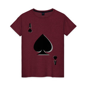 Женская футболка хлопок с принтом Пиковый туз в Екатеринбурге, 100% хлопок | прямой крой, круглый вырез горловины, длина до линии бедер, слегка спущенное плечо | игральные карты | карты | пики | покер | туз