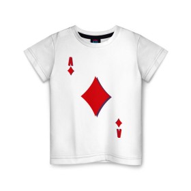 Детская футболка хлопок с принтом Бубновый туз в Екатеринбурге, 100% хлопок | круглый вырез горловины, полуприлегающий силуэт, длина до линии бедер | буби | игральные карты | карты | покер | туз