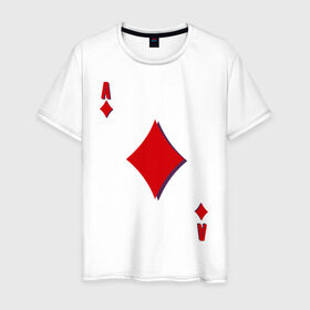 Мужская футболка хлопок с принтом Бубновый туз в Екатеринбурге, 100% хлопок | прямой крой, круглый вырез горловины, длина до линии бедер, слегка спущенное плечо. | буби | игральные карты | карты | покер | туз