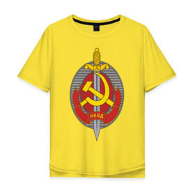 Мужская футболка хлопок Oversize с принтом НКВД в Екатеринбурге, 100% хлопок | свободный крой, круглый ворот, “спинка” длиннее передней части | нагрудный знак | символика ссср | ссср | эмблема
