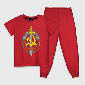 Детская пижама хлопок с принтом НКВД в Екатеринбурге, 100% хлопок |  брюки и футболка прямого кроя, без карманов, на брюках мягкая резинка на поясе и по низу штанин
 | нагрудный знак | символика ссср | ссср | эмблема