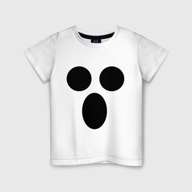 Детская футболка хлопок с принтом Приведение в Екатеринбурге, 100% хлопок | круглый вырез горловины, полуприлегающий силуэт, длина до линии бедер | halloween | маска | праздник | приведение | смайл | хэллоуин