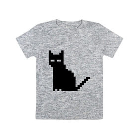 Детская футболка хлопок с принтом Пиксельный котик в Екатеринбурге, 100% хлопок | круглый вырез горловины, полуприлегающий силуэт, длина до линии бедер | 90 | cat | kitten | kitty | pixel | кот | котейка | котик | котики | пиксель