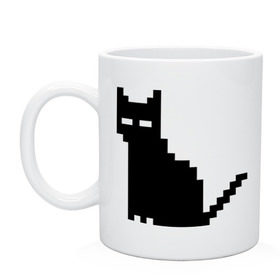 Кружка с принтом Пиксельный котик в Екатеринбурге, керамика | объем — 330 мл, диаметр — 80 мм. Принт наносится на бока кружки, можно сделать два разных изображения | 90 | cat | kitten | kitty | pixel | кот | котейка | котик | котики | пиксель