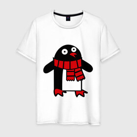 Мужская футболка хлопок с принтом Пингвин в Екатеринбурге, 100% хлопок | прямой крой, круглый вырез горловины, длина до линии бедер, слегка спущенное плечо. | 