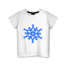 Детская футболка хлопок с принтом Колючая снежинка в Екатеринбурге, 100% хлопок | круглый вырез горловины, полуприлегающий силуэт, длина до линии бедер | Тематика изображения на принте: звезда | звездочки | колючая снежинка | снежинка