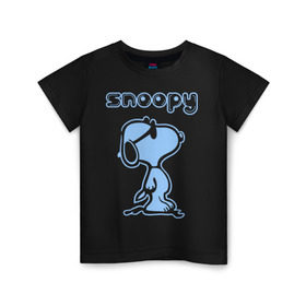 Детская футболка хлопок с принтом Snoopy в Екатеринбурге, 100% хлопок | круглый вырез горловины, полуприлегающий силуэт, длина до линии бедер | Тематика изображения на принте: snoopy | мультфильм | снупи | снупи в очках | собака