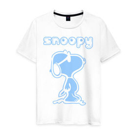 Мужская футболка хлопок с принтом Snoopy в Екатеринбурге, 100% хлопок | прямой крой, круглый вырез горловины, длина до линии бедер, слегка спущенное плечо. | snoopy | мультфильм | снупи | снупи в очках | собака