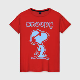 Женская футболка хлопок с принтом Snoopy в Екатеринбурге, 100% хлопок | прямой крой, круглый вырез горловины, длина до линии бедер, слегка спущенное плечо | snoopy | мультфильм | снупи | снупи в очках | собака