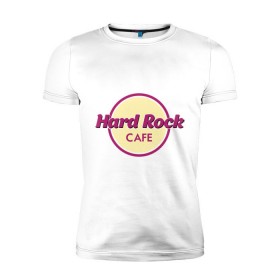 Мужская футболка премиум с принтом Hard rock в Екатеринбурге, 92% хлопок, 8% лайкра | приталенный силуэт, круглый вырез ворота, длина до линии бедра, короткий рукав | hard rock cafe | pock | музыка | рок | рок кафе