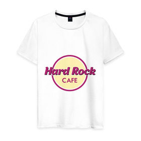 Мужская футболка хлопок с принтом Hard rock в Екатеринбурге, 100% хлопок | прямой крой, круглый вырез горловины, длина до линии бедер, слегка спущенное плечо. | Тематика изображения на принте: hard rock cafe | pock | музыка | рок | рок кафе