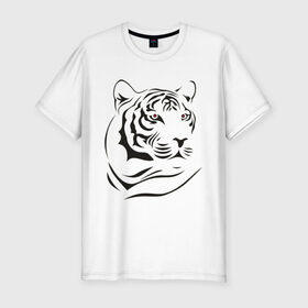 Мужская футболка премиум с принтом тигр в Екатеринбурге, 92% хлопок, 8% лайкра | приталенный силуэт, круглый вырез ворота, длина до линии бедра, короткий рукав | Тематика изображения на принте: tattoo | tiger | тату | тигр | узор