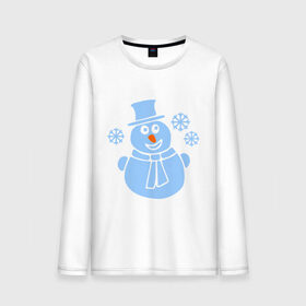 Мужской лонгслив хлопок с принтом Веселый снеговичек в Екатеринбурге, 100% хлопок |  | веселый снеговичек | зима | новый год | снеговик | снеговичек | снежинка