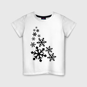Детская футболка хлопок с принтом Снежинки в Екатеринбурге, 100% хлопок | круглый вырез горловины, полуприлегающий силуэт, длина до линии бедер | зима | снег | снегопад | снежинка | снежинки