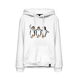 Мужская толстовка хлопок с принтом пингвины в Екатеринбурге, френч-терри, мягкий теплый начес внутри (100% хлопок) | карман-кенгуру, эластичные манжеты и нижняя кромка, капюшон с подкладом и шнурком | 