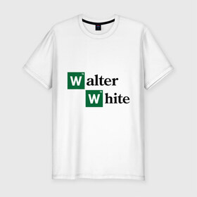 Мужская футболка премиум с принтом Walter White в Екатеринбурге, 92% хлопок, 8% лайкра | приталенный силуэт, круглый вырез ворота, длина до линии бедра, короткий рукав | breaking bad | meth | walter | white | вайт | варить | во все тяжкие | мет | уолтер