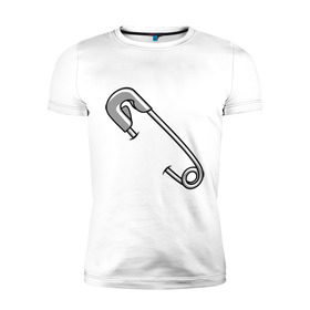 Мужская футболка премиум с принтом Английская булавка в Екатеринбурге, 92% хлопок, 8% лайкра | приталенный силуэт, круглый вырез ворота, длина до линии бедра, короткий рукав | safety pin | английская булавка | булавка | булавочка