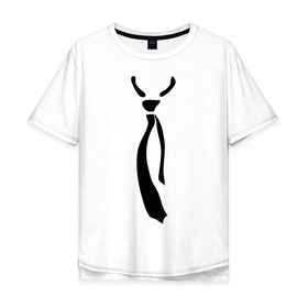 Мужская футболка хлопок Oversize с принтом Болтающийся галстук в Екатеринбурге, 100% хлопок | свободный крой, круглый ворот, “спинка” длиннее передней части | 