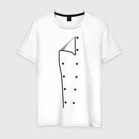 Мужская футболка хлопок с принтом Шеф повар в Екатеринбурге, 100% хлопок | прямой крой, круглый вырез горловины, длина до линии бедер, слегка спущенное плечо. | для повара | имитация одежды | одежда | отворот | повар | пуговица | пуговицы | шеф повар