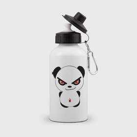 Бутылка спортивная с принтом Злая панда в Екатеринбурге, металл | емкость — 500 мл, в комплекте две пластиковые крышки и карабин для крепления | панда
