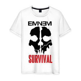 Мужская футболка хлопок с принтом Eminem - Survival в Екатеринбурге, 100% хлопок | прямой крой, круглый вырез горловины, длина до линии бедер, слегка спущенное плечо. | eminem   survival | gangsta | gansta | hip | hip hop | hop | media | rap | survival выживание | еп | рэп | рэпчина | хип | хип хоп | хоп | эминем