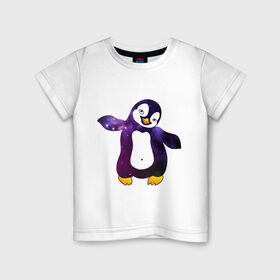 Детская футболка хлопок с принтом Пингвин просто космос в Екатеринбурге, 100% хлопок | круглый вырез горловины, полуприлегающий силуэт, длина до линии бедер | Тематика изображения на принте: пингвин